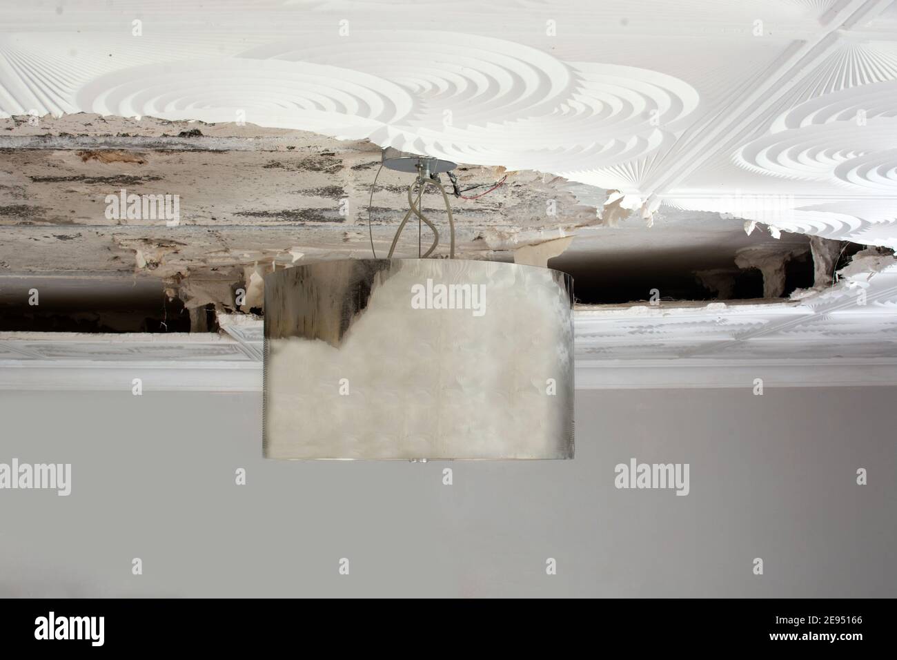 Broken false ceiling at home Stock Photo Alamy