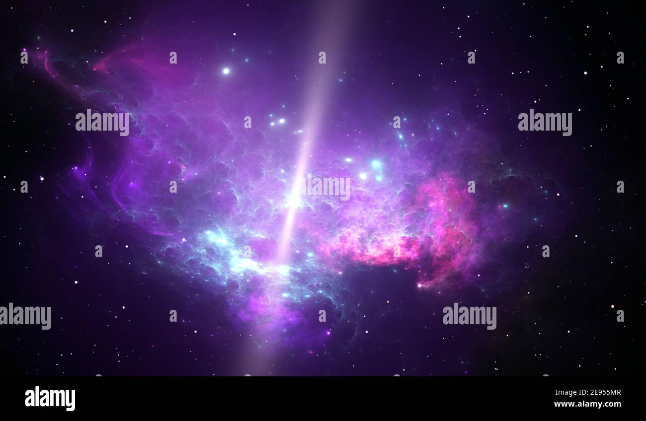 Reflection nebula around the pulsar. 3d illustration Stock Photo