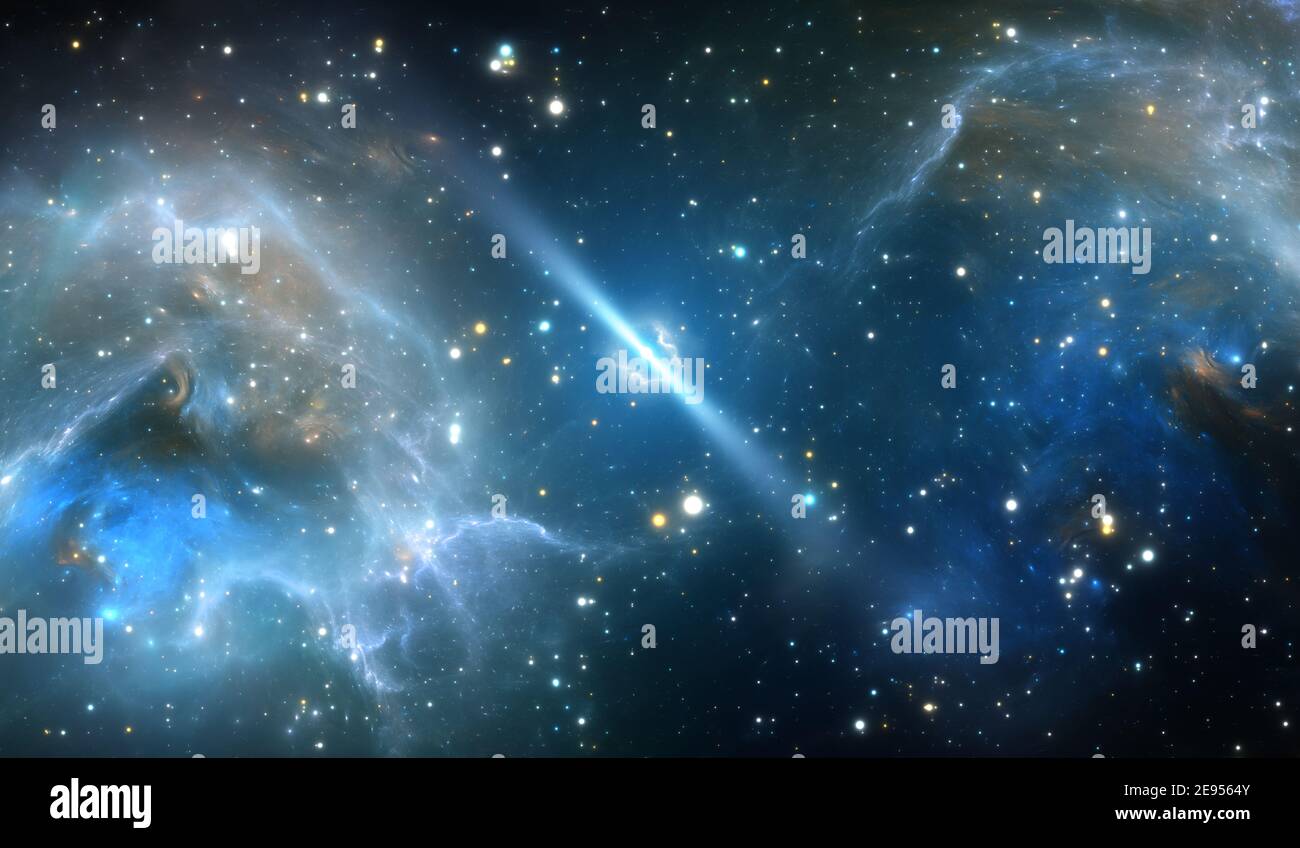 Reflection nebula around the pulsar. 3d illustration Stock Photo