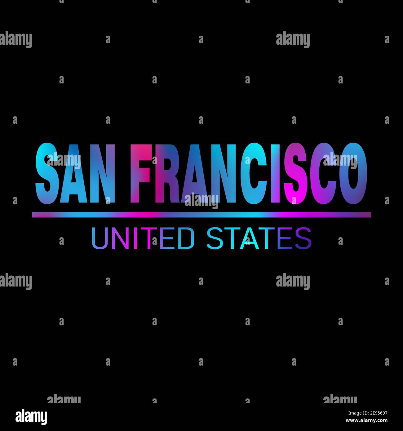 San Francisco neon sign. Bright light signboard. Vector banner Stock