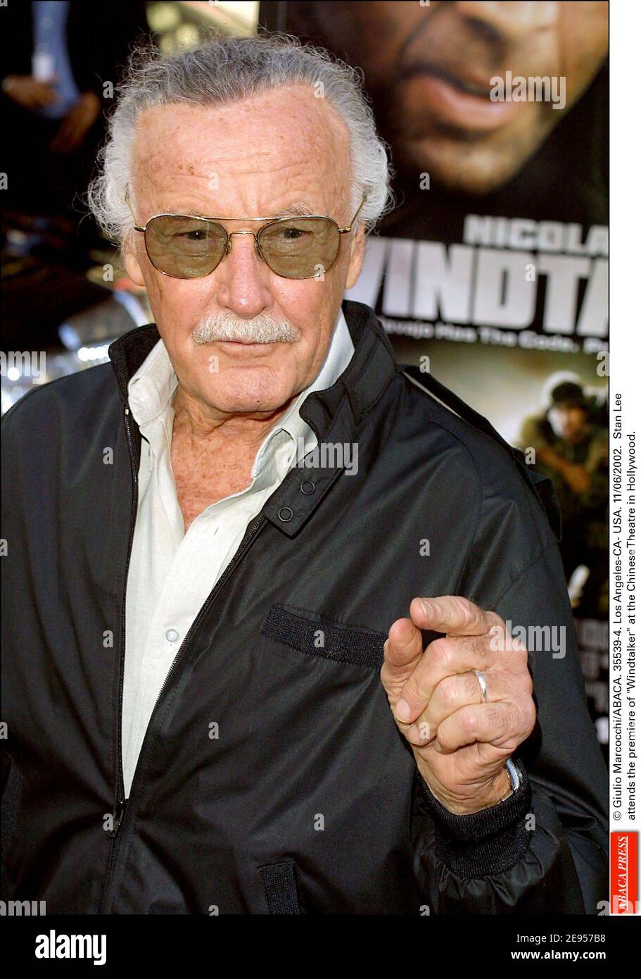 © Giulio Marcocchi/ABACA. 35539-4. Los Angeles-CA- USA. 11/06/2002. Stan Lee attends the premiere of Windtalker at the Chinese Theatre in Hollywood. Stock Photo