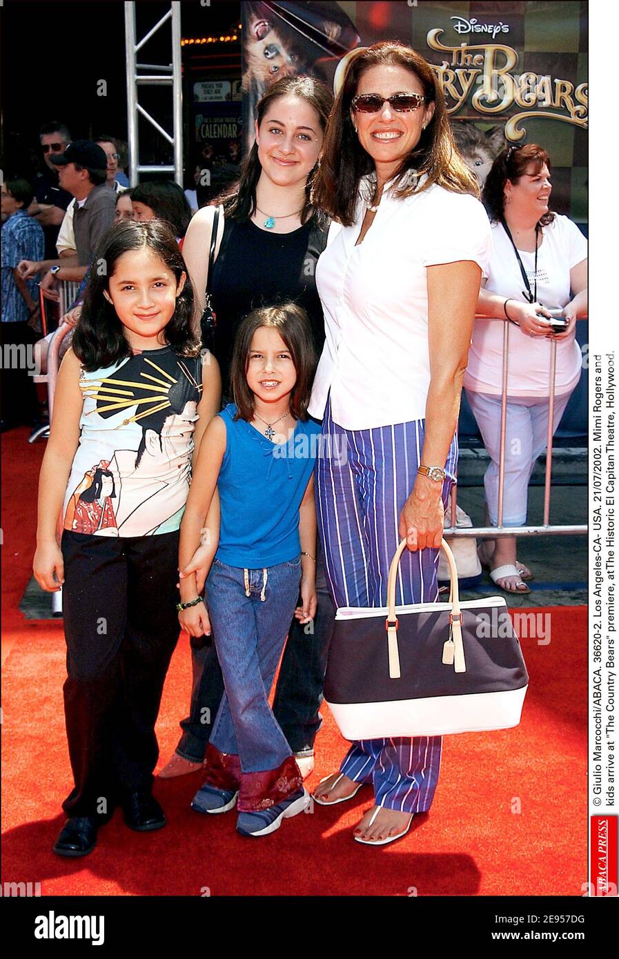 © Giulio Marcocchi/ABACA. 36620-2. Los Angeles-CA- USA. 21/07/2002. Mimi Rogers and kids arrive at The Country Bears premiere, at The Historic El Capitan Theatre, Hollywood. Stock Photo