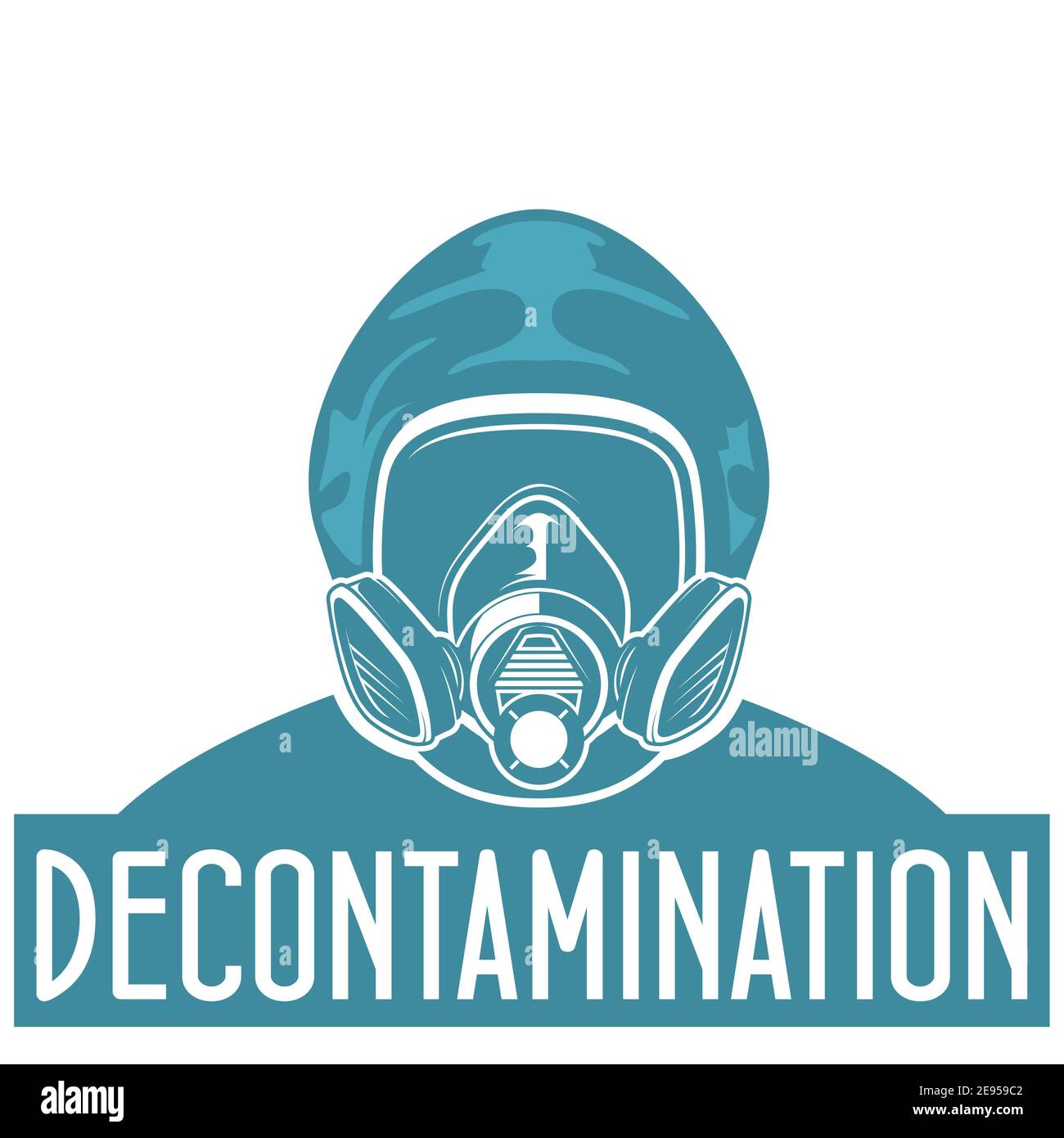 Disinfectant worker in protective gas mask and virus protective suits, disinfecting of accommodation, man in respirator poster, coronavirus or covid-1 Stock Vector