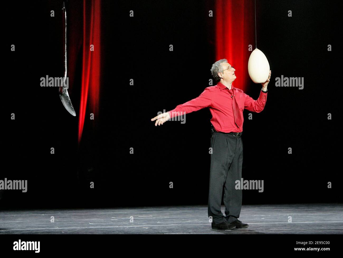 French humorist Daniel Prevost on stage during his last show at the Olympia in Paris, France on january 16, 2006. Photo by Thierry Orban/ABACAPRESS.COM Stock Photo