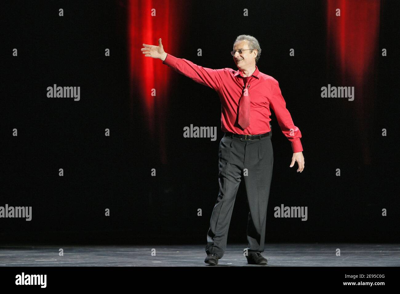 French humorist Daniel Prevost on stage during his last show at the Olympia in Paris, France on january 16, 2006. Photo by Thierry Orban/ABACAPRESS.COM Stock Photo