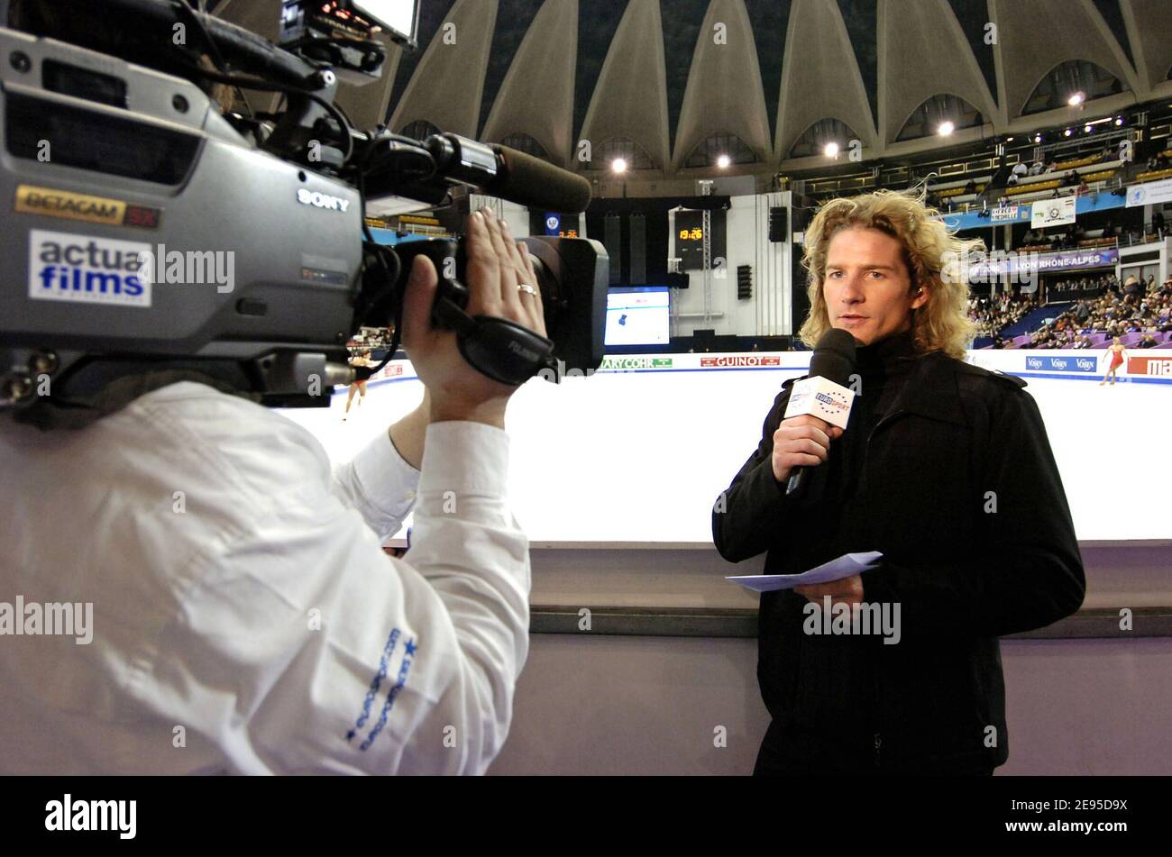 French former olympic champion Gwendal Peizerat comments for Eurosport