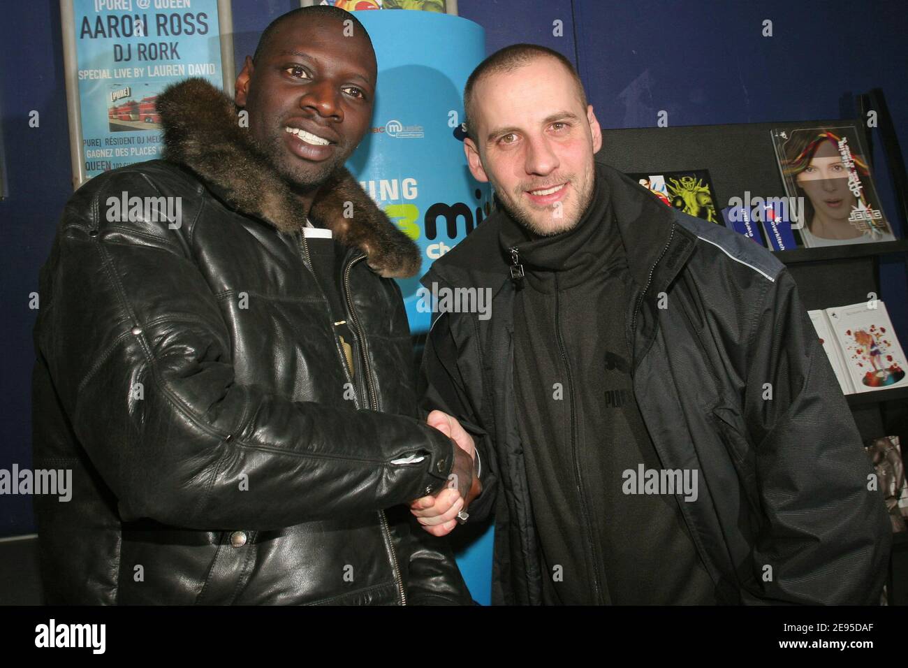 French humorists Omar and Fred attend the 'Samsung MP3 DJ Mix Challenge' at the club 'Le Queen' in Paris, France, January 19, 2006. Photo by Benoit Pinguet/ABACAPRESS.COM Stock Photo