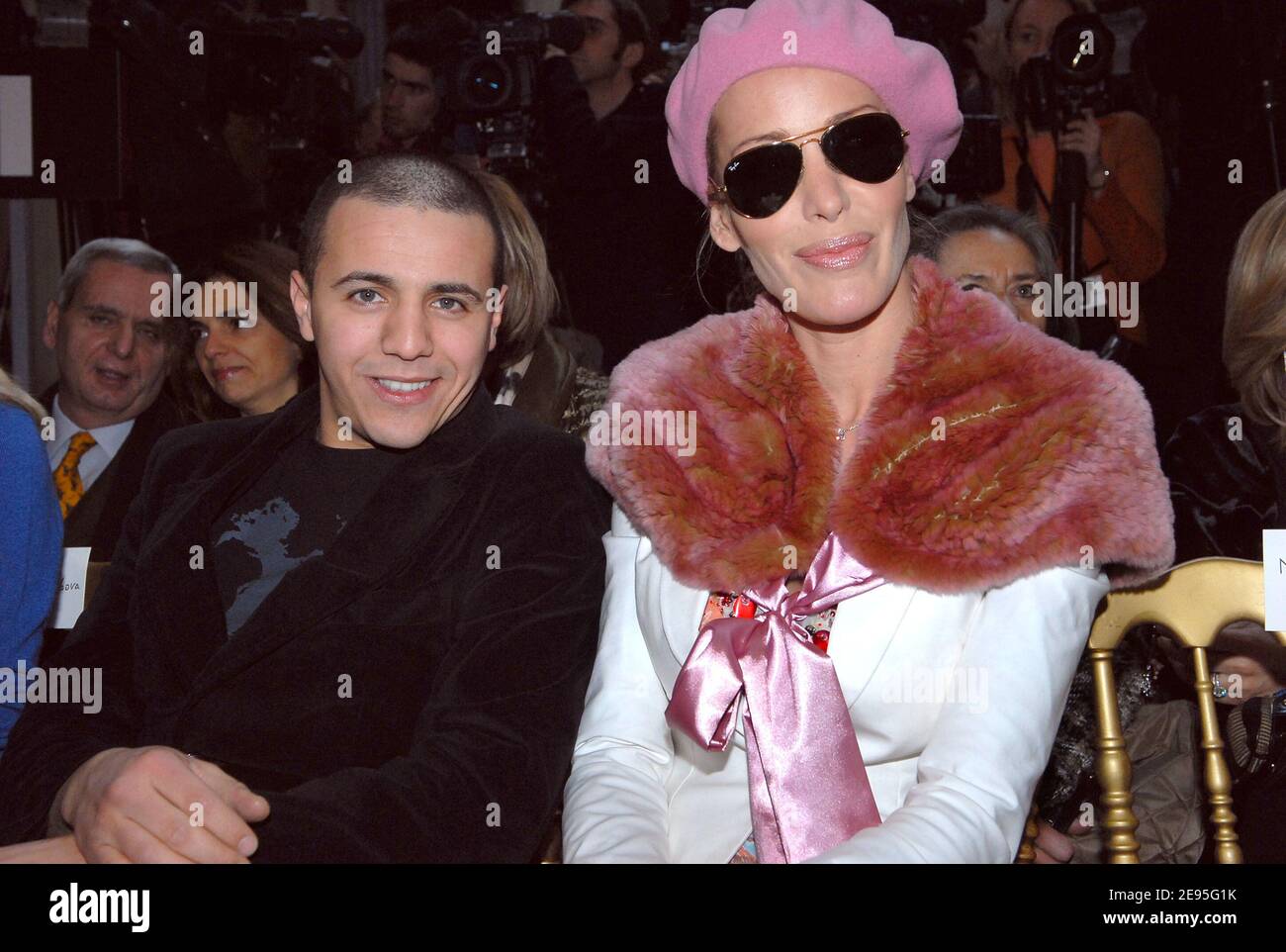 French singers Faudel and Ophelie Winter attend the Lebanese designer Elie Saab Haute-Couture Spring-Summer 2006, collection presentation held at 'L'Ecole Nationale des Beaux-Arts', in Paris, France, on January 25, 2006. Photo by Abd Rabbo-Taamallah/ABACAPRESS.COM Stock Photo