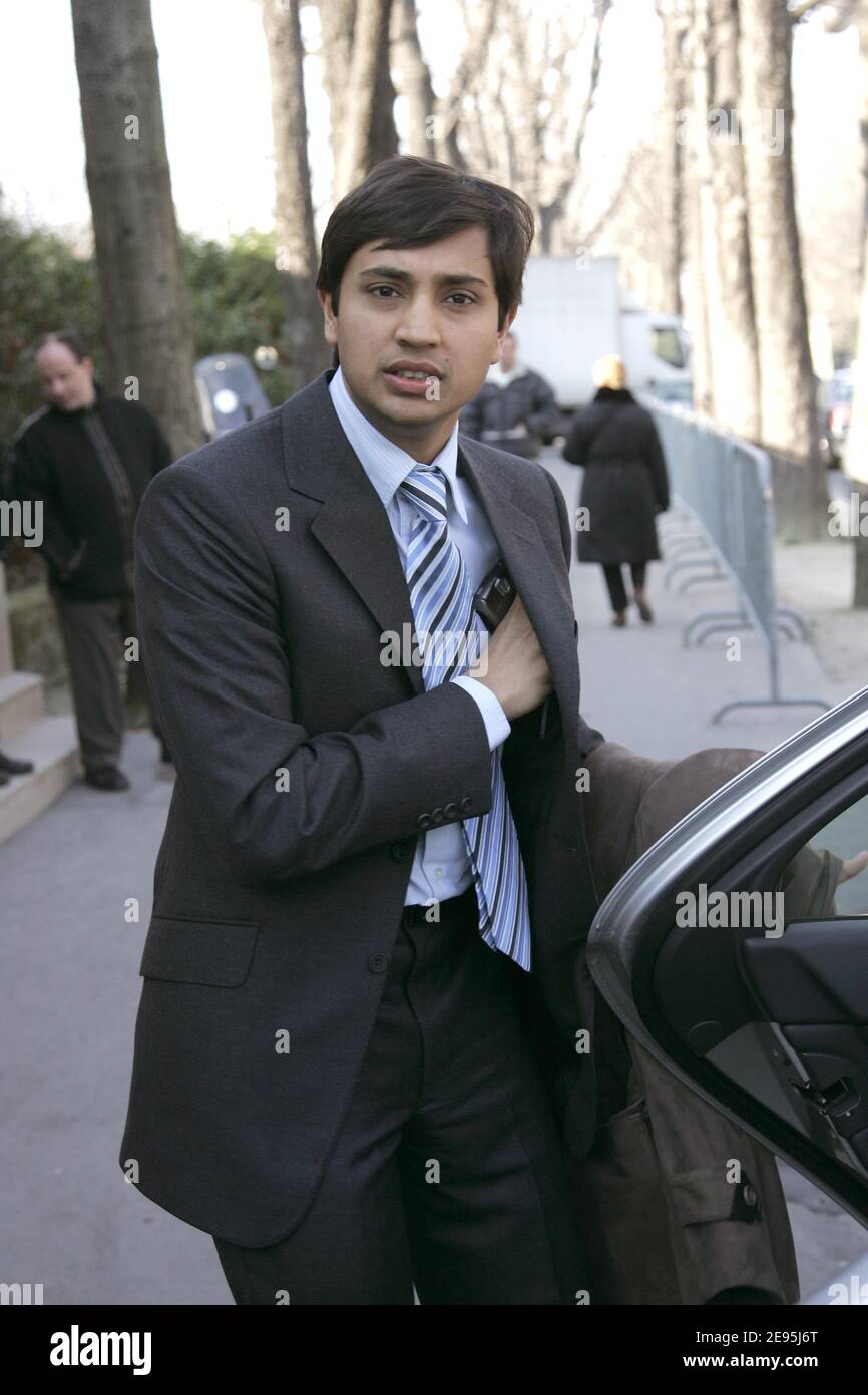 Aditya Mittal, son of President and Group CFO, Lakshmi Mittal, leaving the  Pavillon Gabriel after a press conference, in Paris, France, on January 30,  2006. Lakshmi Mittal hold a press conference following