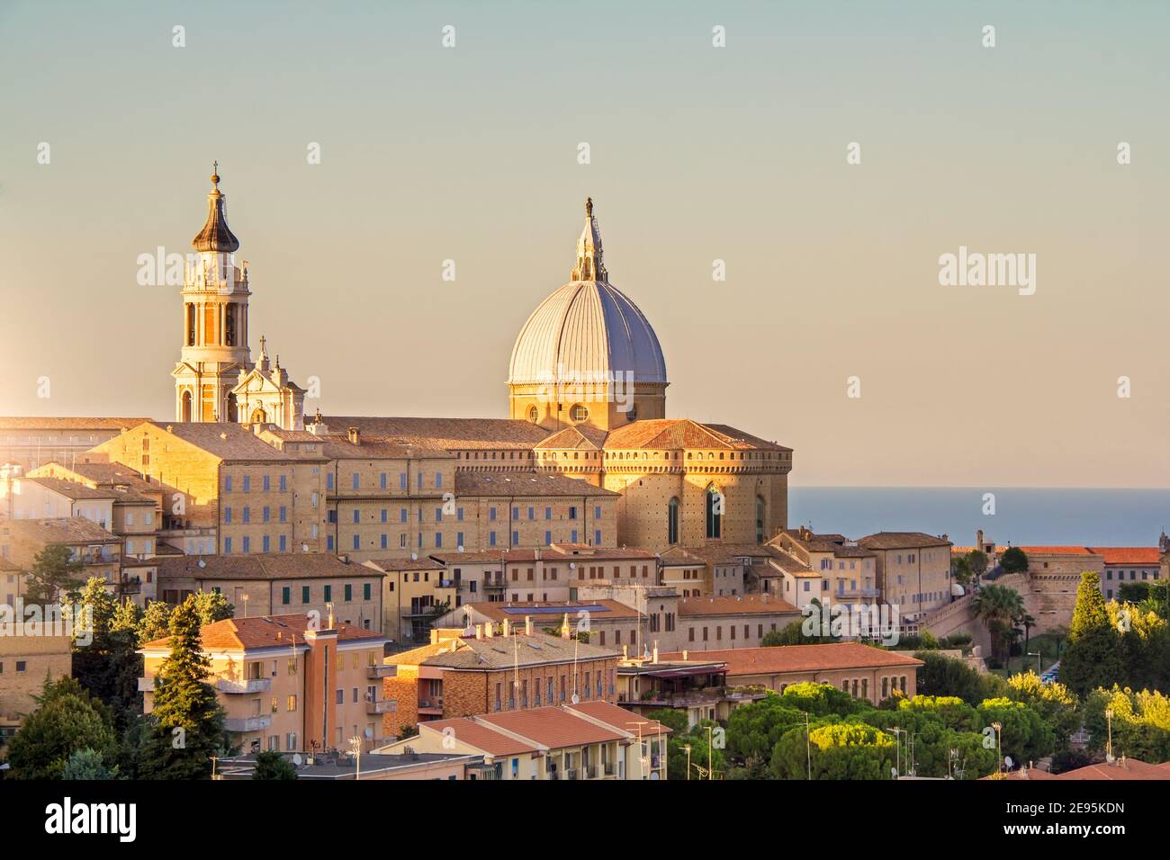 Loreto, Marche, province of Ancona. Panoramic view of the residence of the Basilica della Santa Casa, a popular pilgrimage site for Catholics at Stock Photo