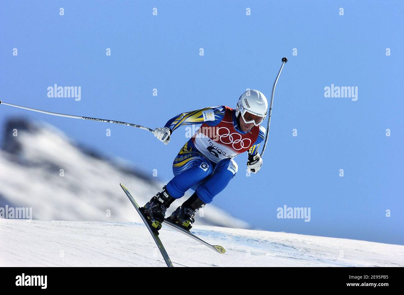 Italy's Kristian Ghedina during the training run for the men's downhill at the Turin 2006 Winter Olympic Games in Sestriere Borgata, Italy, on February 10, 2006. Photo by Gouhier-Nebinger-Orban/ABACAPRESS.COM Stock Photo