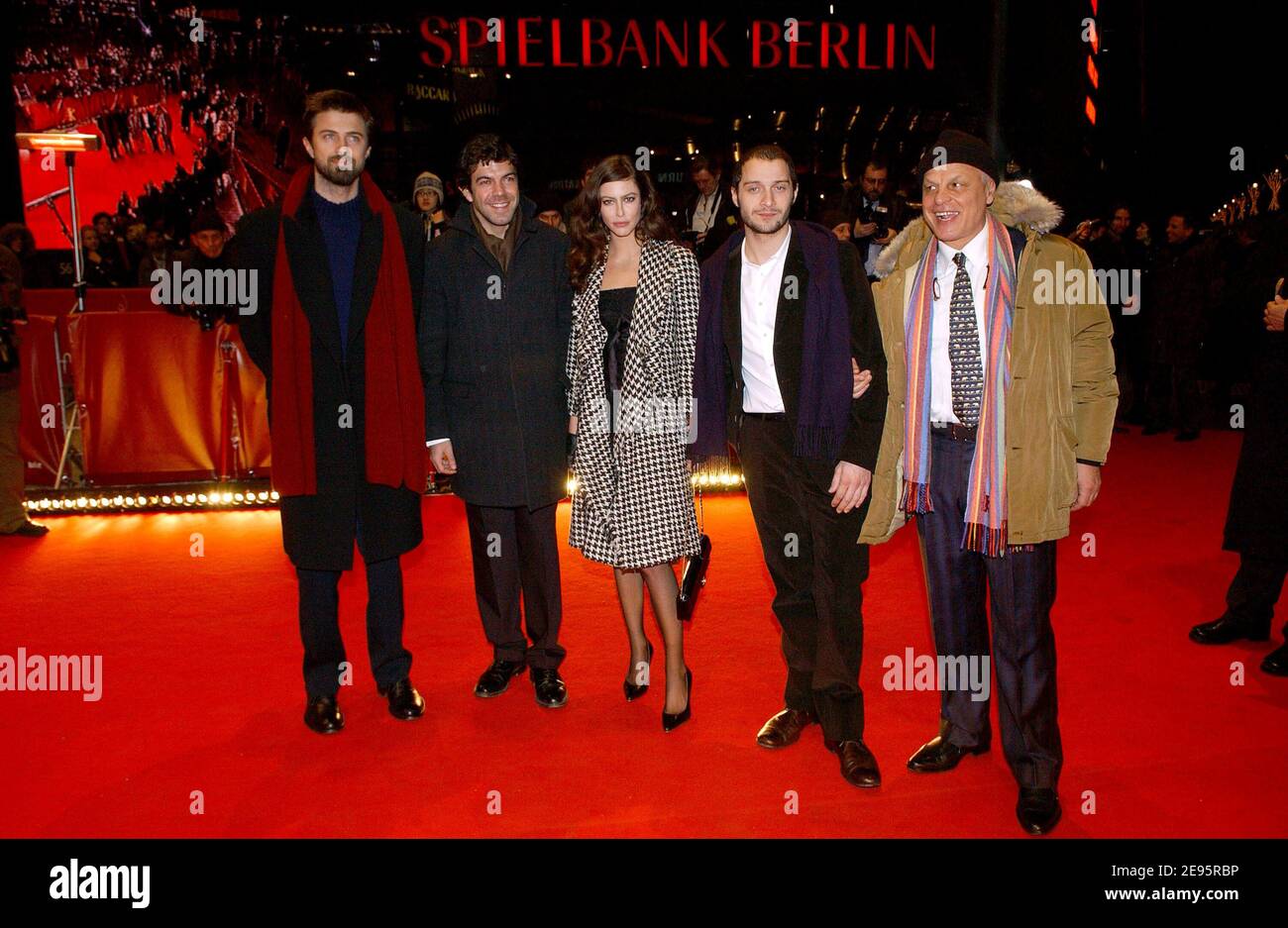 Us actor Kim Rossi Stuart, Italian actor Pierfrancesco Favino, Italian Actor Claudio Santamaria, French actress Anna Mouglalis and Italian movie director Michele Placido attend the premiere of their movie 'Romanzo Criminale' during the 56 th Berlin International Film Festival in Berlin, Germany on February 15, 2006. Photo by Bruno Klein/ABACAPRESS.COM. Stock Photo