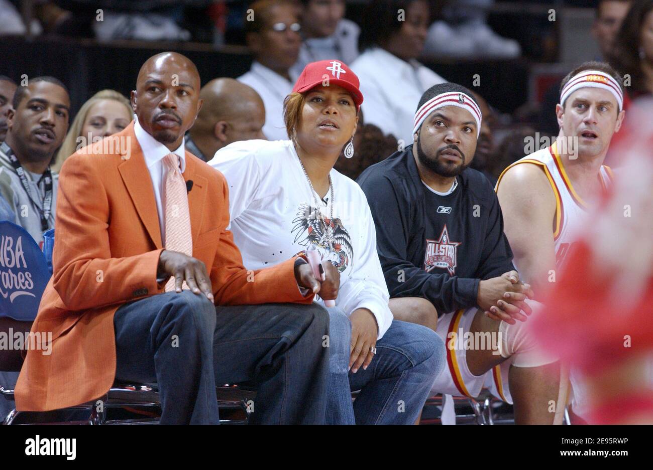 Queen Latifah and Ice Cube attend the McDonald's NBA All-Star Celebrity