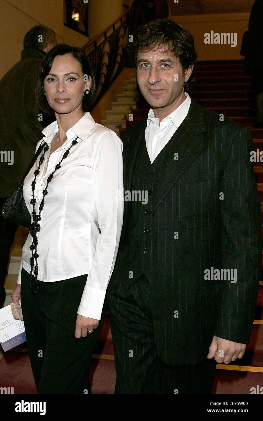 French actress Mathilda May and her husband Philippe Kelly attend the 11th Gala 'Musique Contre l'Oubli' for the benefit of Amnesty International at the Theatre des Champs Elysees in Paris on February 22, 2006. Photo by Laurent Zabulon/ABACAPRESS.COM. Stock Photo