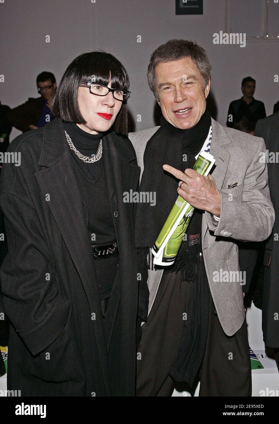French designer Chantal Thomass and director Jean-Paul Goude attend  Jean-Charles de Castelbajac's Ready-to-Wear Fall-Winter 2006-2007  collection presentation, held at 'Le Musee De l'Homme' in Paris, France, on  February 27, 2006. Photo by
