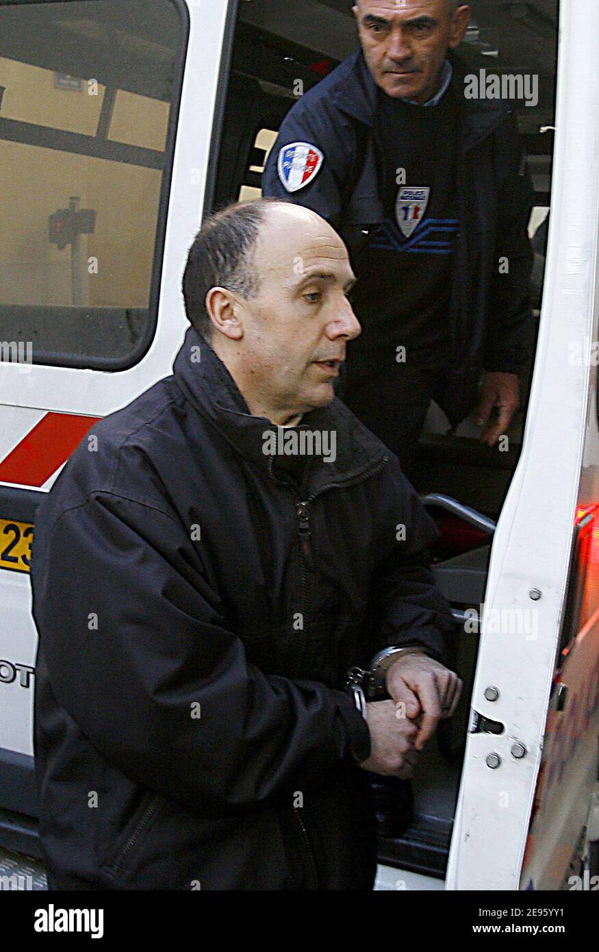Christophe Fauviau, accused of administering anxiolytics to the tennis  adversaries of his children, arrives at the court house in Mont-de-Marsan  on March 1, 2006 for the beginning of his trial. Fauviau is