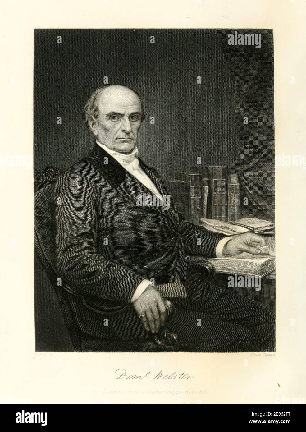 Engraved portrait based on a daguerreotype of American lawyer and statesman Daniel Webster (1782 - 1852), 1874. Stock Photo