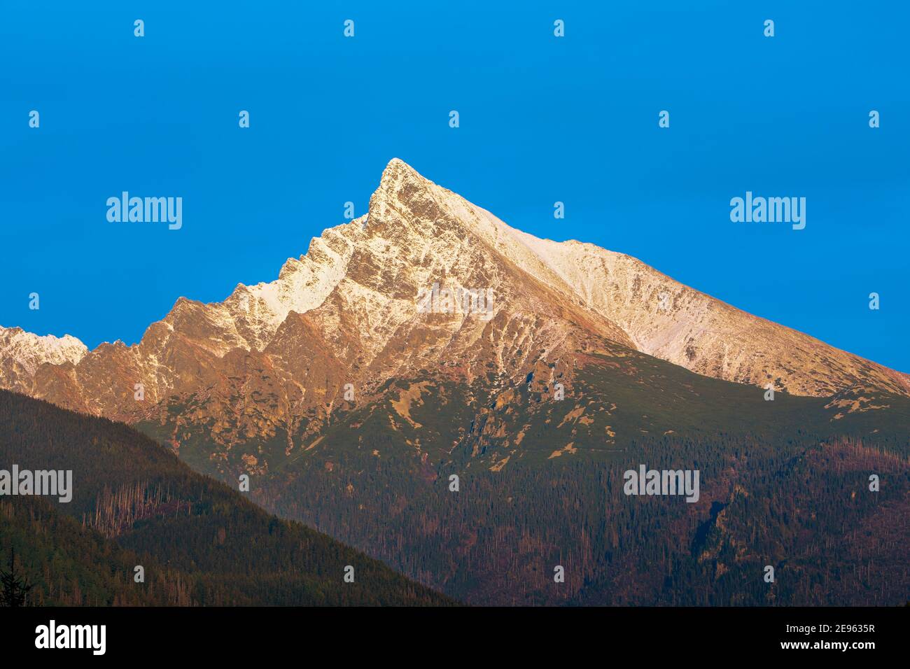 Amazing mountain landscape Krivan peak (2494m) symbol of Slovakia in High Tatras mountains , Slovakia Stock Photo