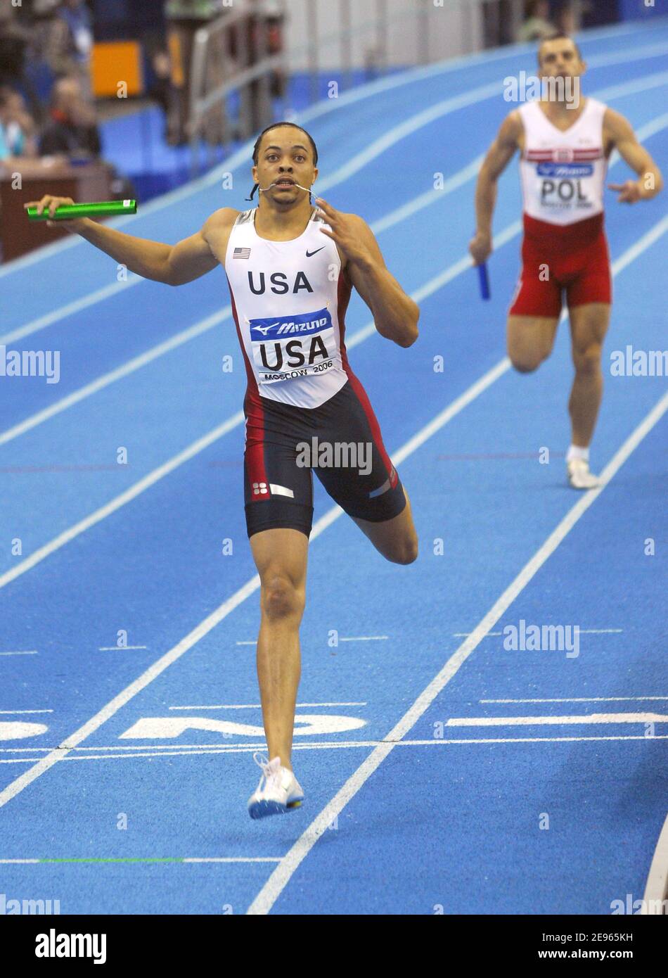 USA team won the 4X400 m relay at the 11th IAAF World Indoor Championships in track and field in