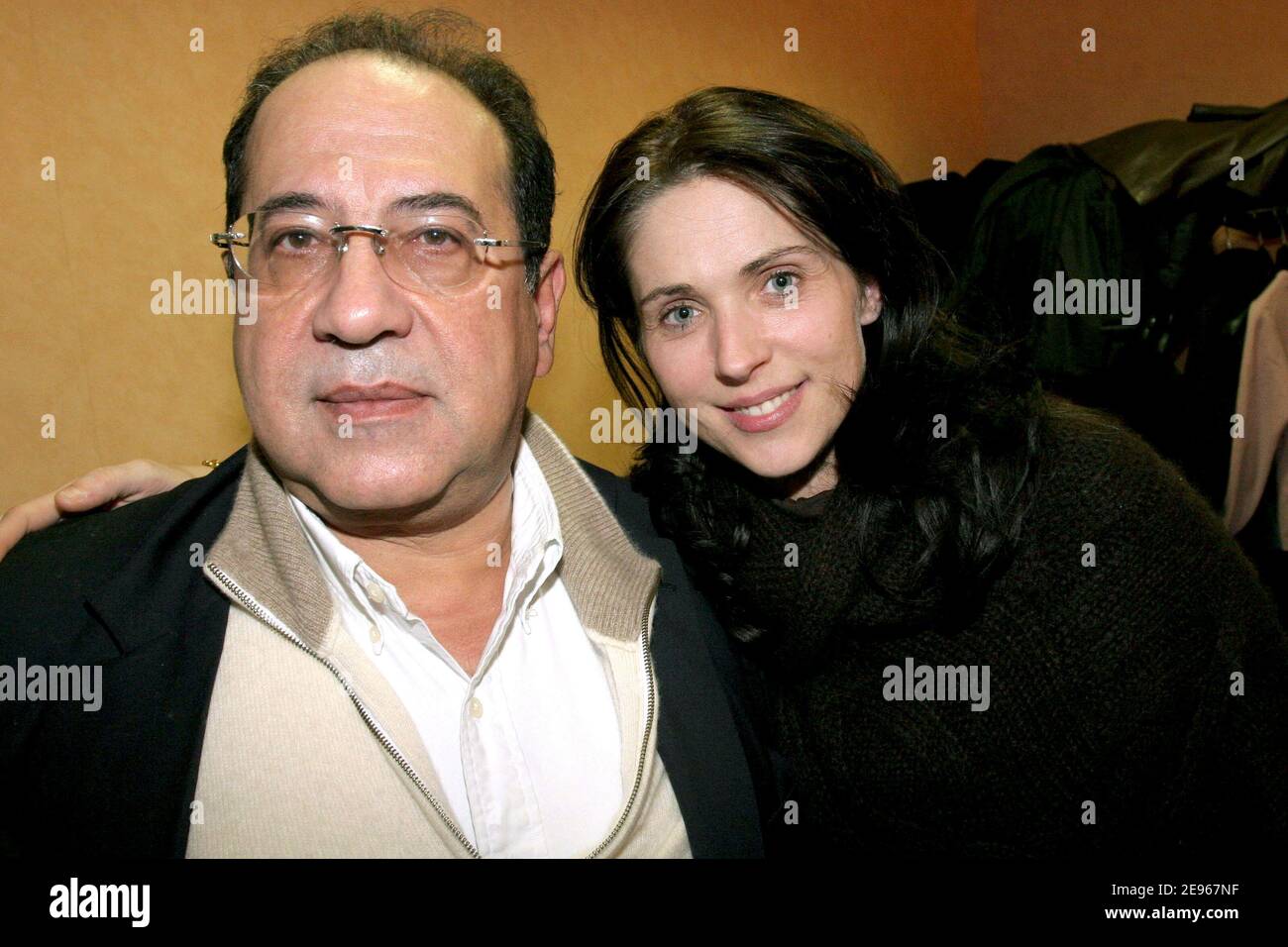 EXCLUSIVE. French actress Isabelle Bouysse and producer Jean-Luc Azoulay  backstage after Chantal Goya's show at