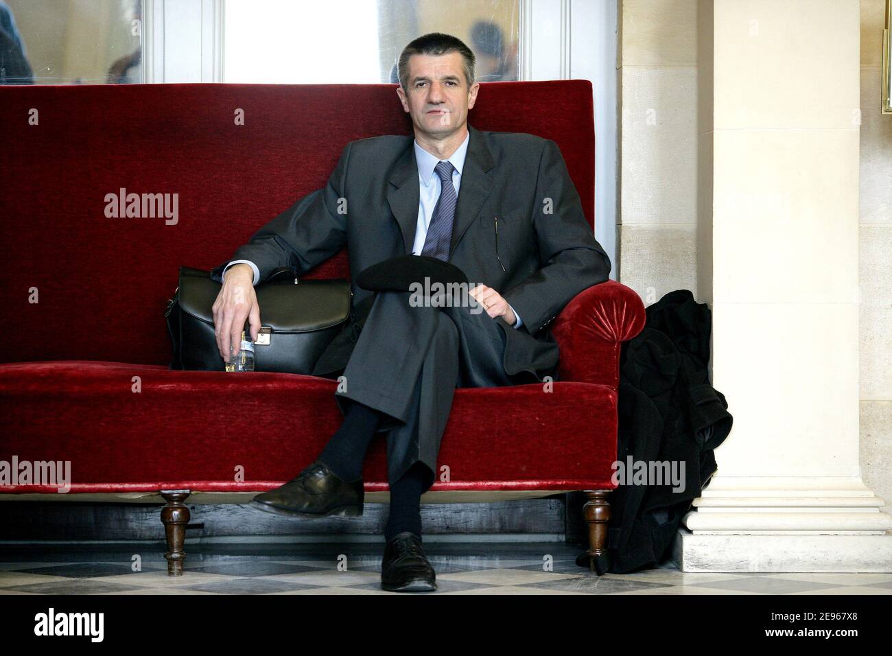 french parliamentarian jean lassalle udf party member from the pyrenees atlantiques region of southwestern france arrives at the pau airport france on april 27 2006 he s pictured with his wife pascale he