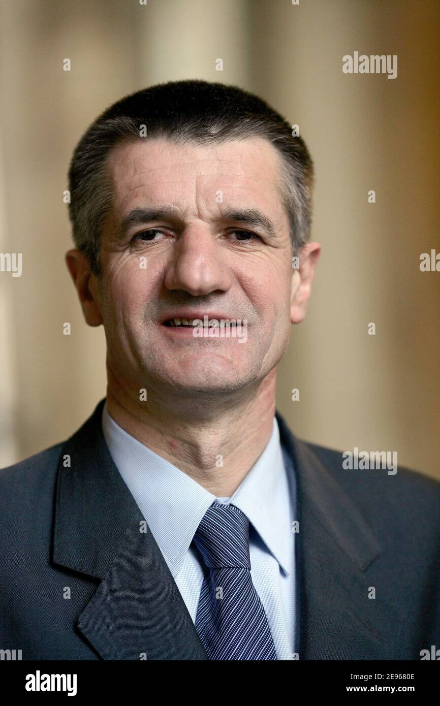 french parliamentarian jean lassalle udf party member from the pyrenees atlantiques region of southwestern france arrives at the pau airport france on april 27 2006 he s pictured with his wife pascale he