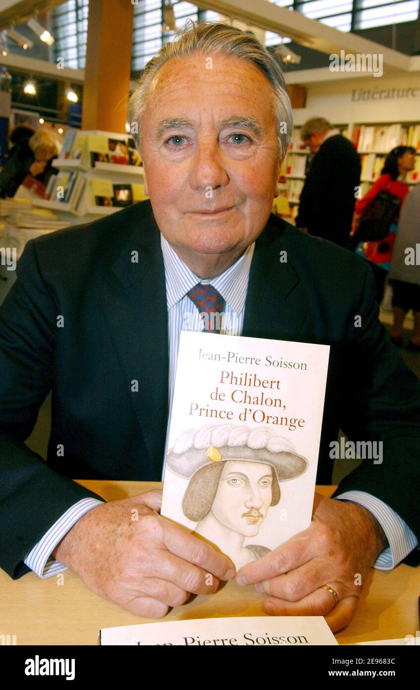 French deputy Jean-Pierre Soisson promotes his book 'Philibert de Chalon,  Prince d'Orange' during Paris Book Fair 'Le Salon Du Livre' held at Porte  de Versailles, in Paris, France, on March 21, 2006.