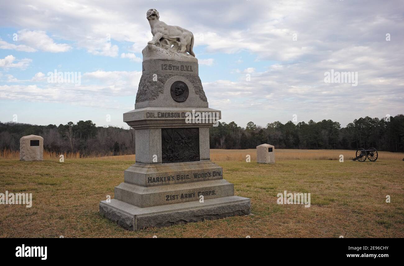 Monument to Harker's brigade near the Snodgrass House in the Battle of Chickamauga, GA. Stock Photo