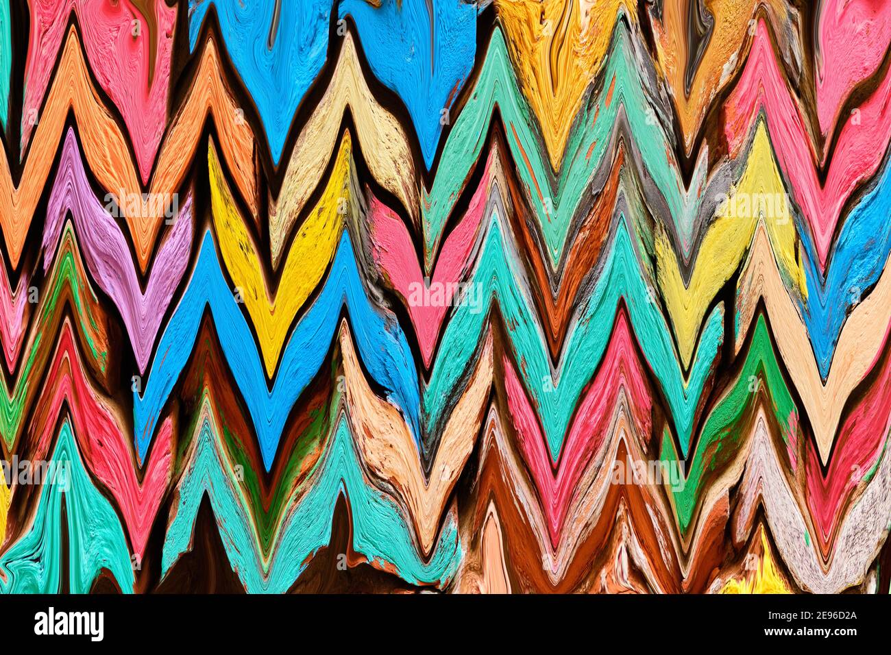 Abstract distorted marble texture with mixed different vibrant colors. Stock Photo