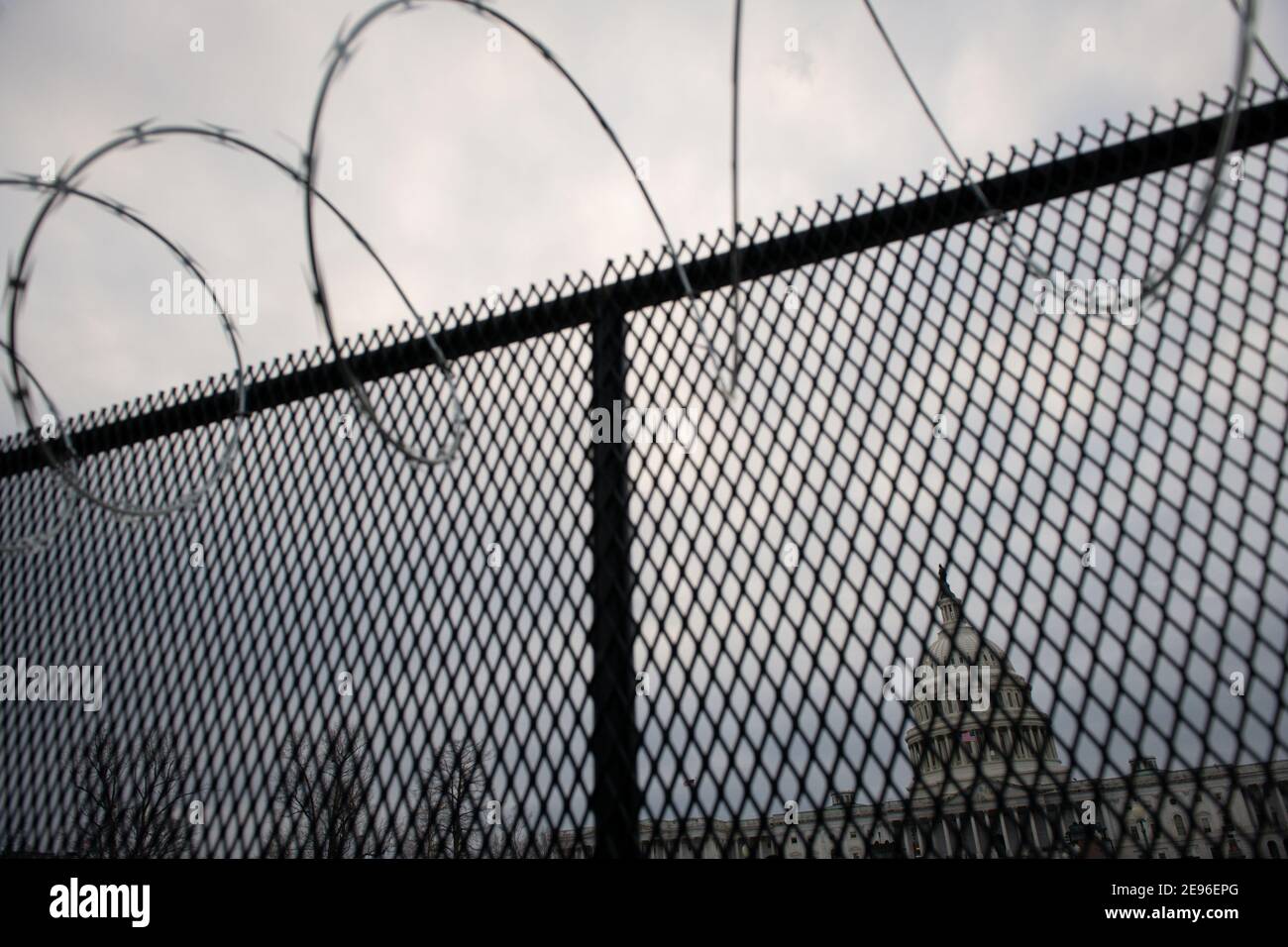 Capital Building Razor Wire Washington, USA. 02nd Feb, 2021. The U.S. Capitol Building behind razor ...