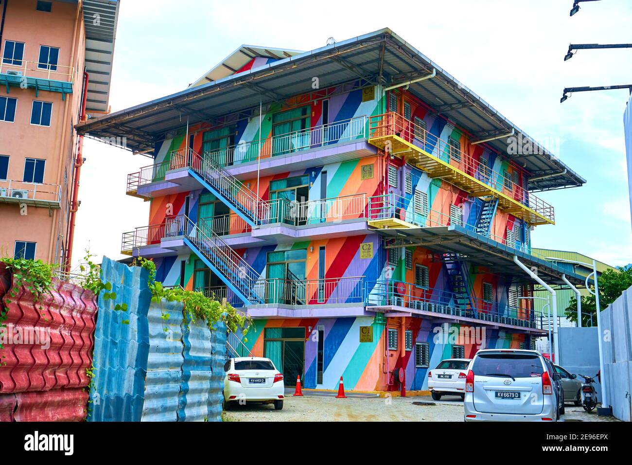 Street art, beautifully painted house close up. Langkawi, Malaysia - 07.18.2020 Stock Photo