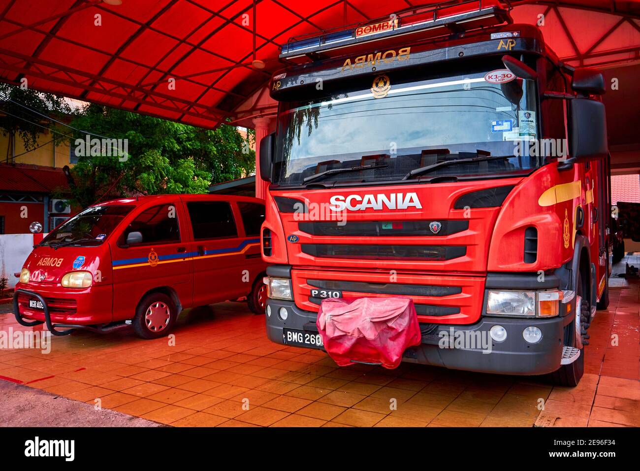 Fire department in Malaysia. Modern fire truck. Langkawi, Malaysia 07