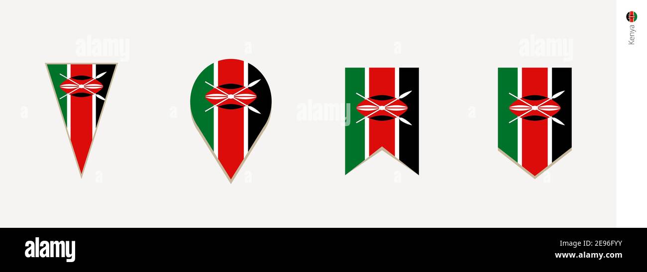 Kenya flag in vertical design, vector illustration. Stock Vector