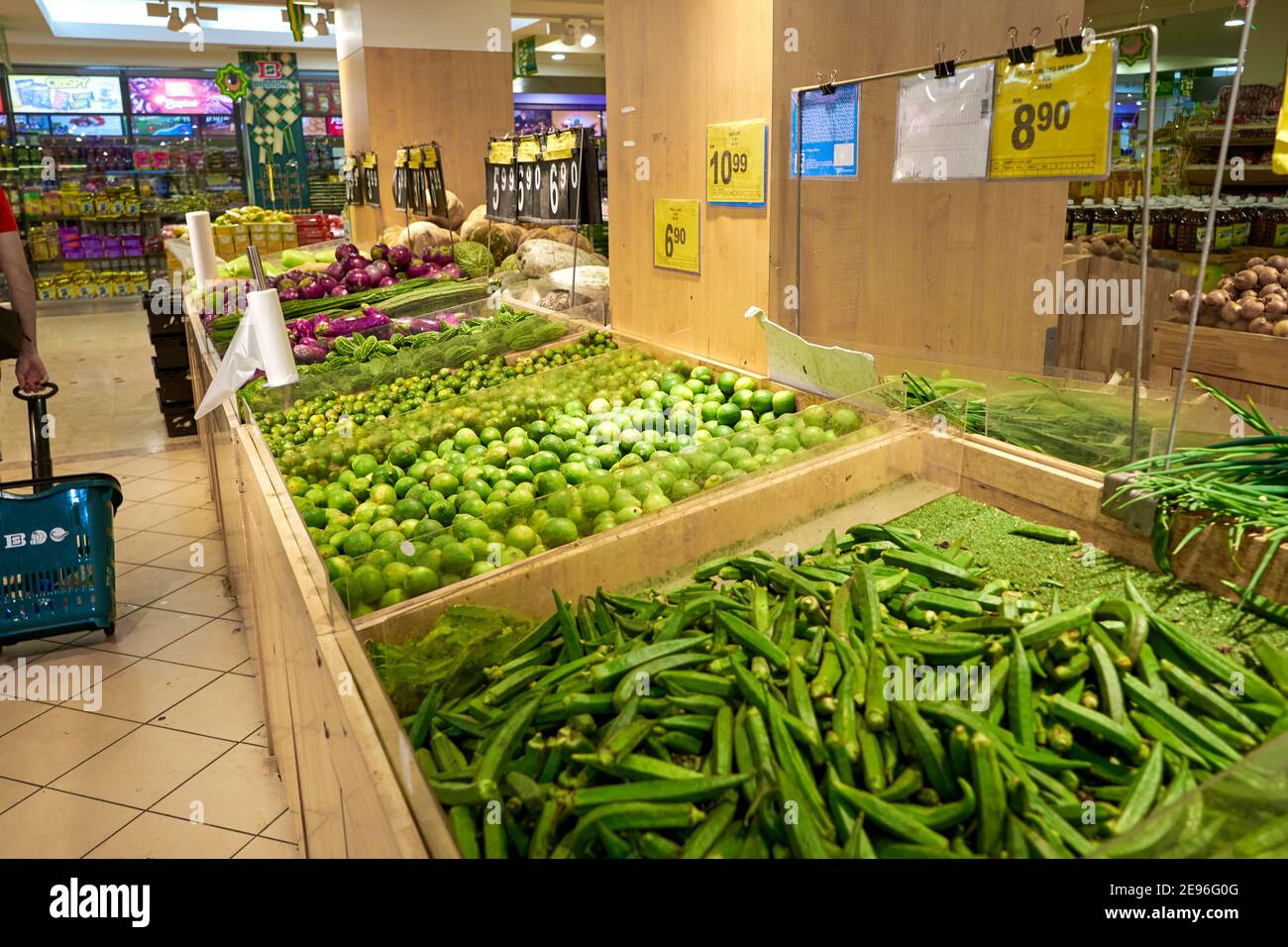 Vegetable section at the grocery store. Vegetable counters. Langkawi