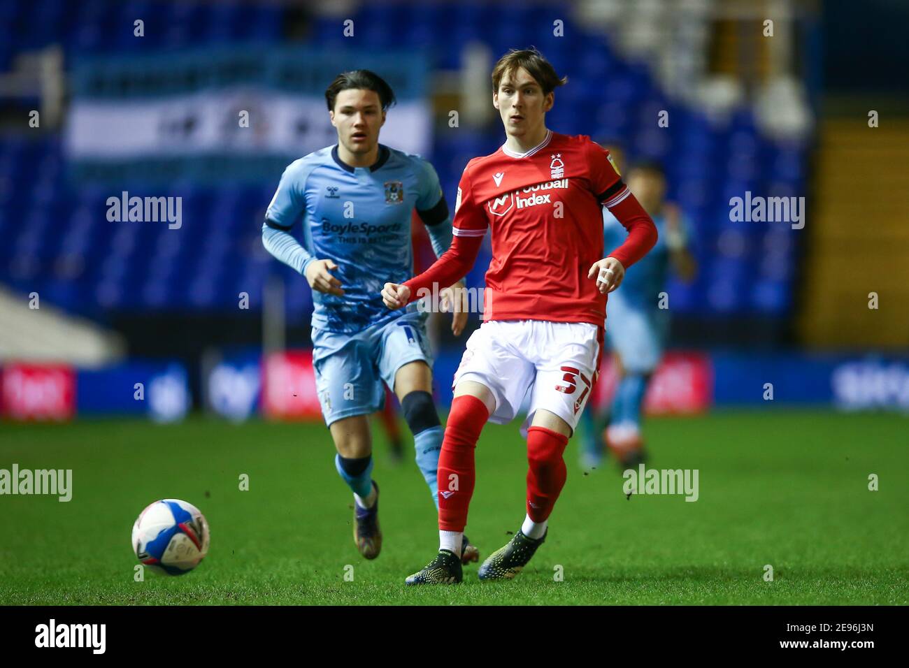 Birmingham Uk 02nd Feb 2021 James Garner 37 Of Nottingham Forest Passes The Ball In Birmingham