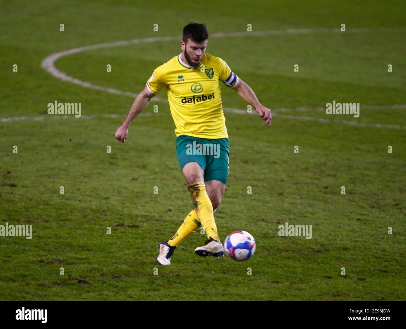 LONDON, United Kingdom, FEBRUARY 02: Norwich City's Grant Hanley during The Sky Bet Championship between Millwall and Norwich City at The Den Stadium, London on 2nd February, 2021 Credit: Action Foto Sport/Alamy Live News Stock Photo
