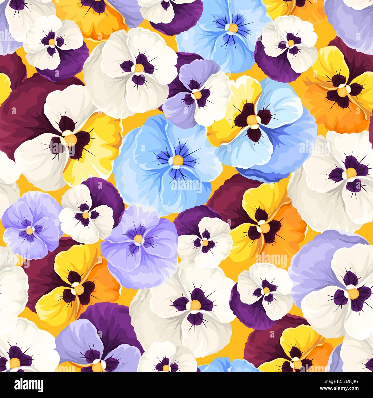 Floral pattern with colorful pansy flowers. Vector seamless texture ...