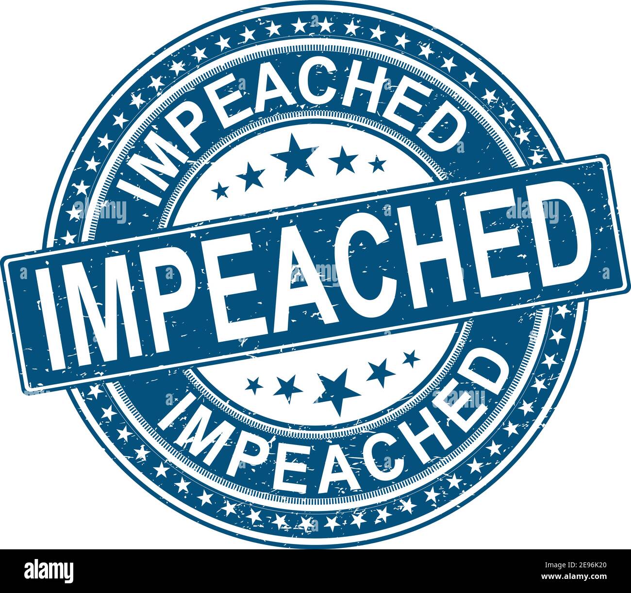 Impeach blue rubber ink stamp set over a white background Stock Vector