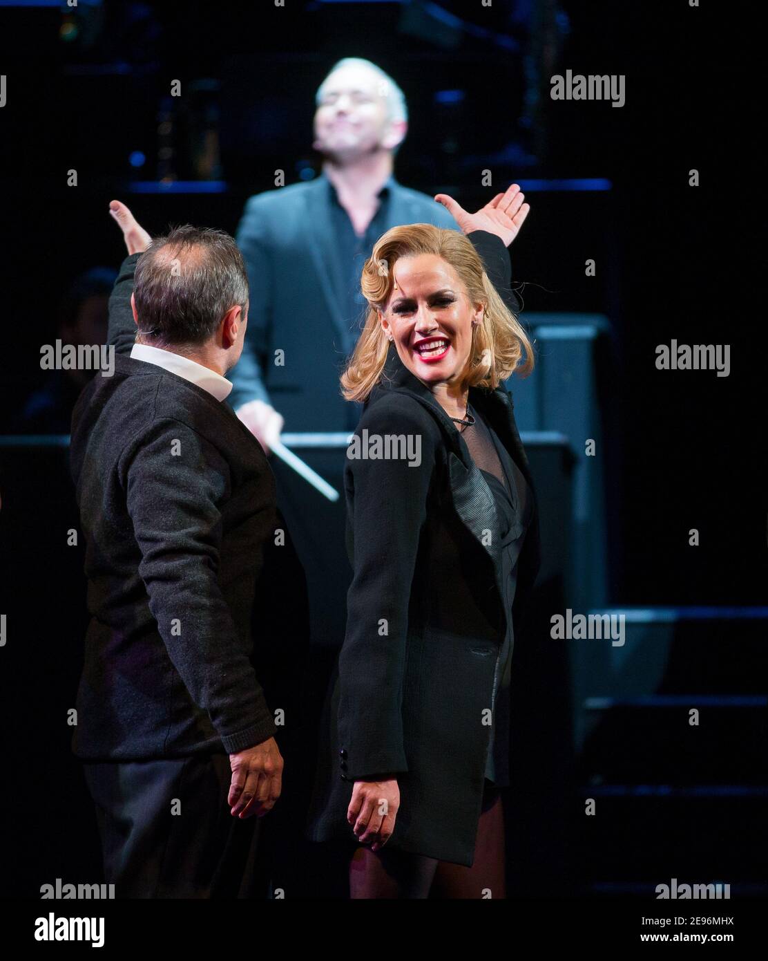 Caroline Flack, as Roxie Hart, takes the curtain call on her debut