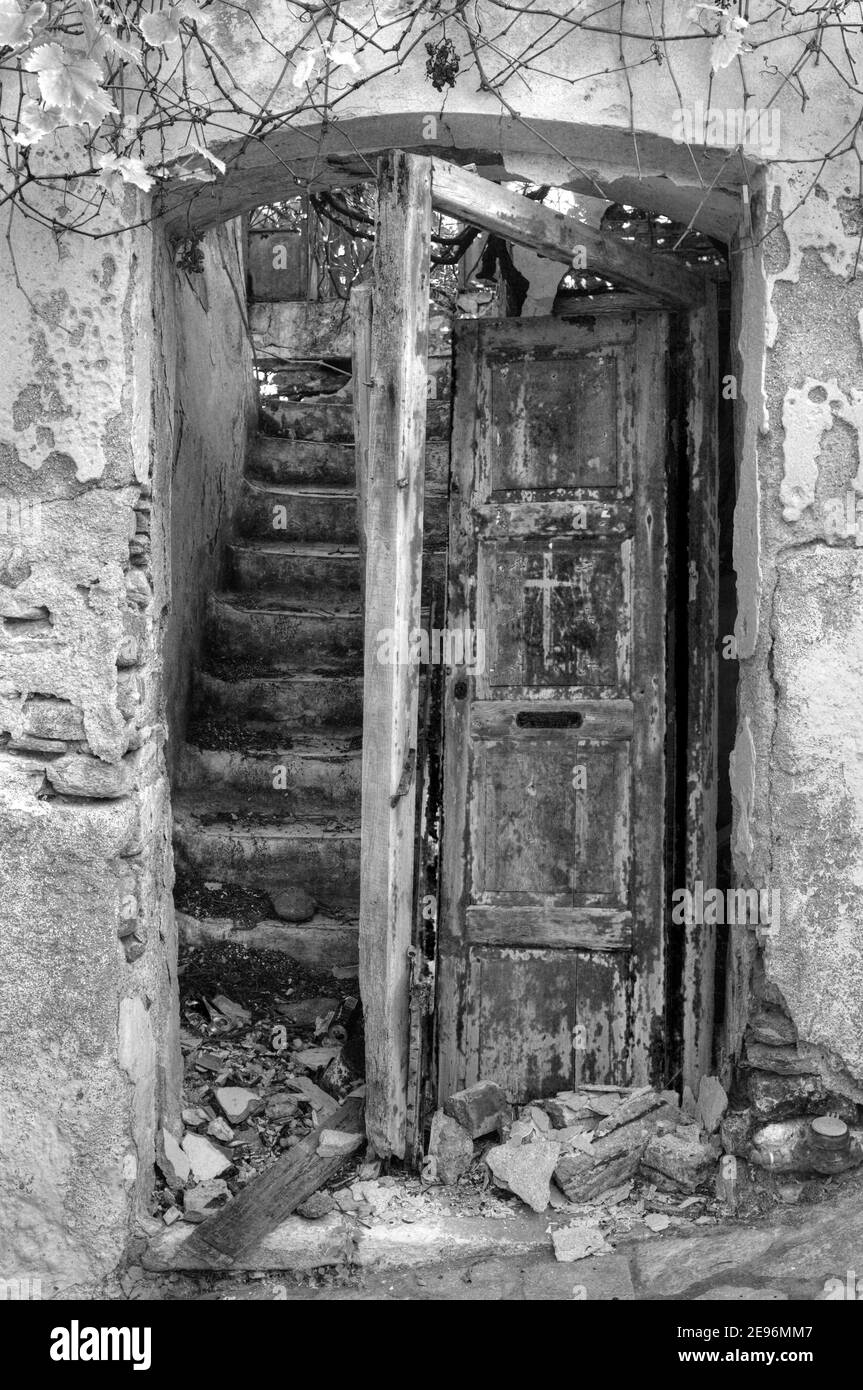 Old door in Greece Stock Photo