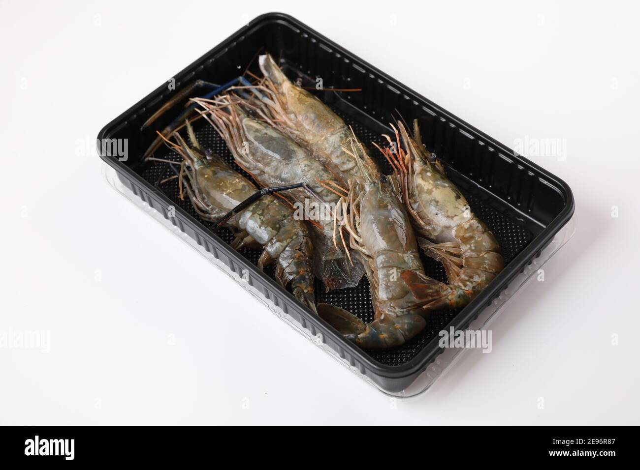Raw prawn isolated in white baackground Stock Photo