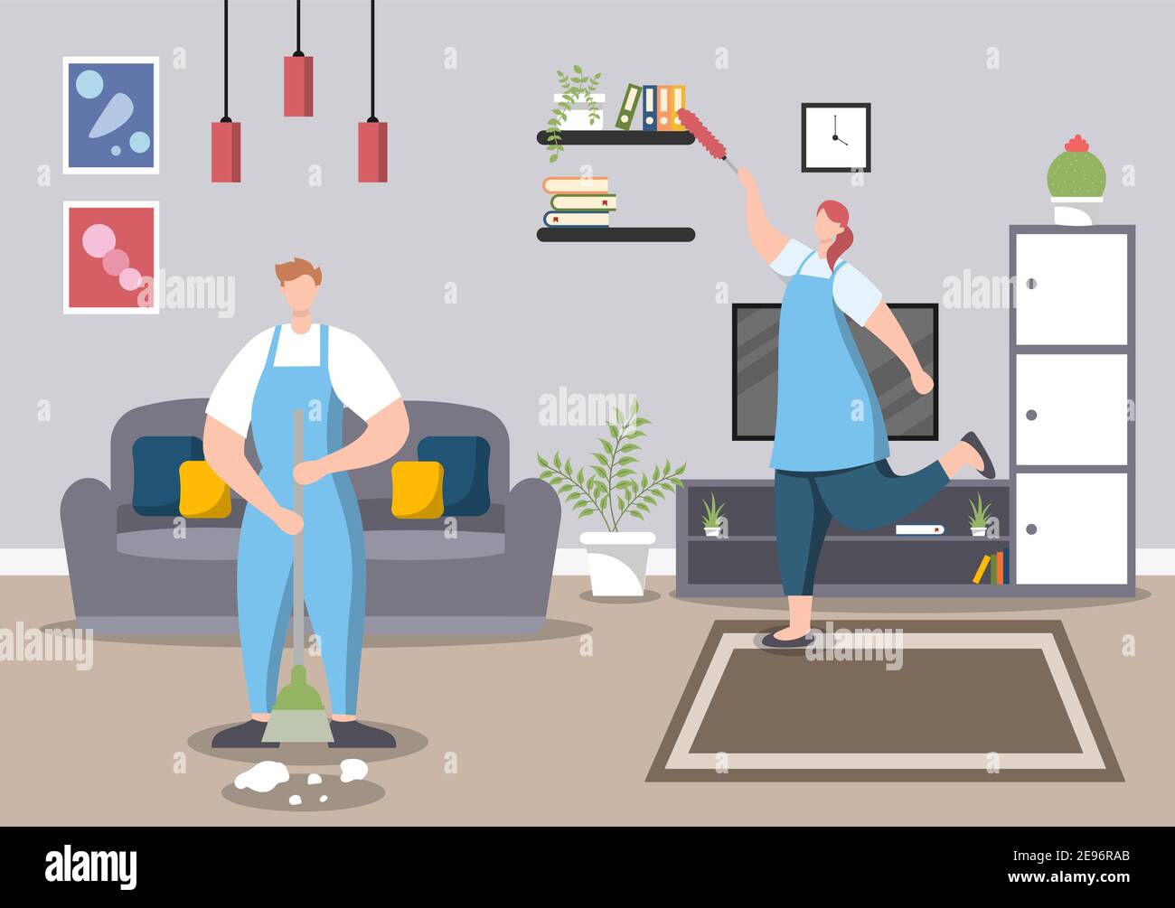 Cleaning Service Concept. Vector Flat Design Cartoon Illustration ...