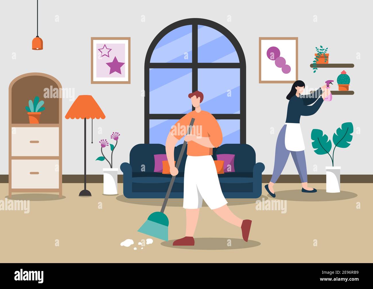 Cleaning Service Concept. Vector Flat Design Cartoon Illustration ...