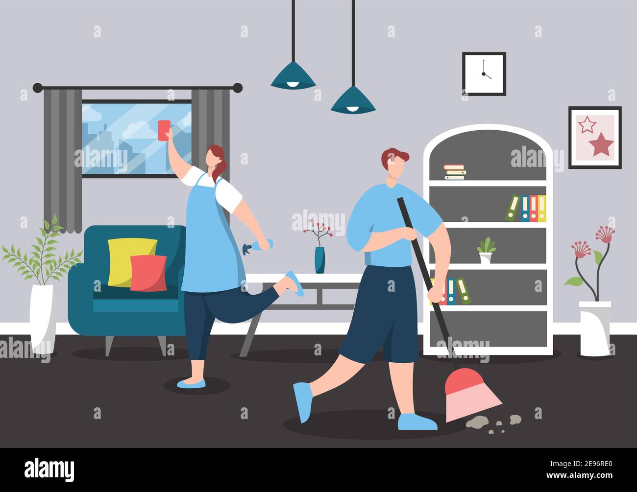 Cleaning Service Concept. Vector Flat Design Cartoon Illustration ...