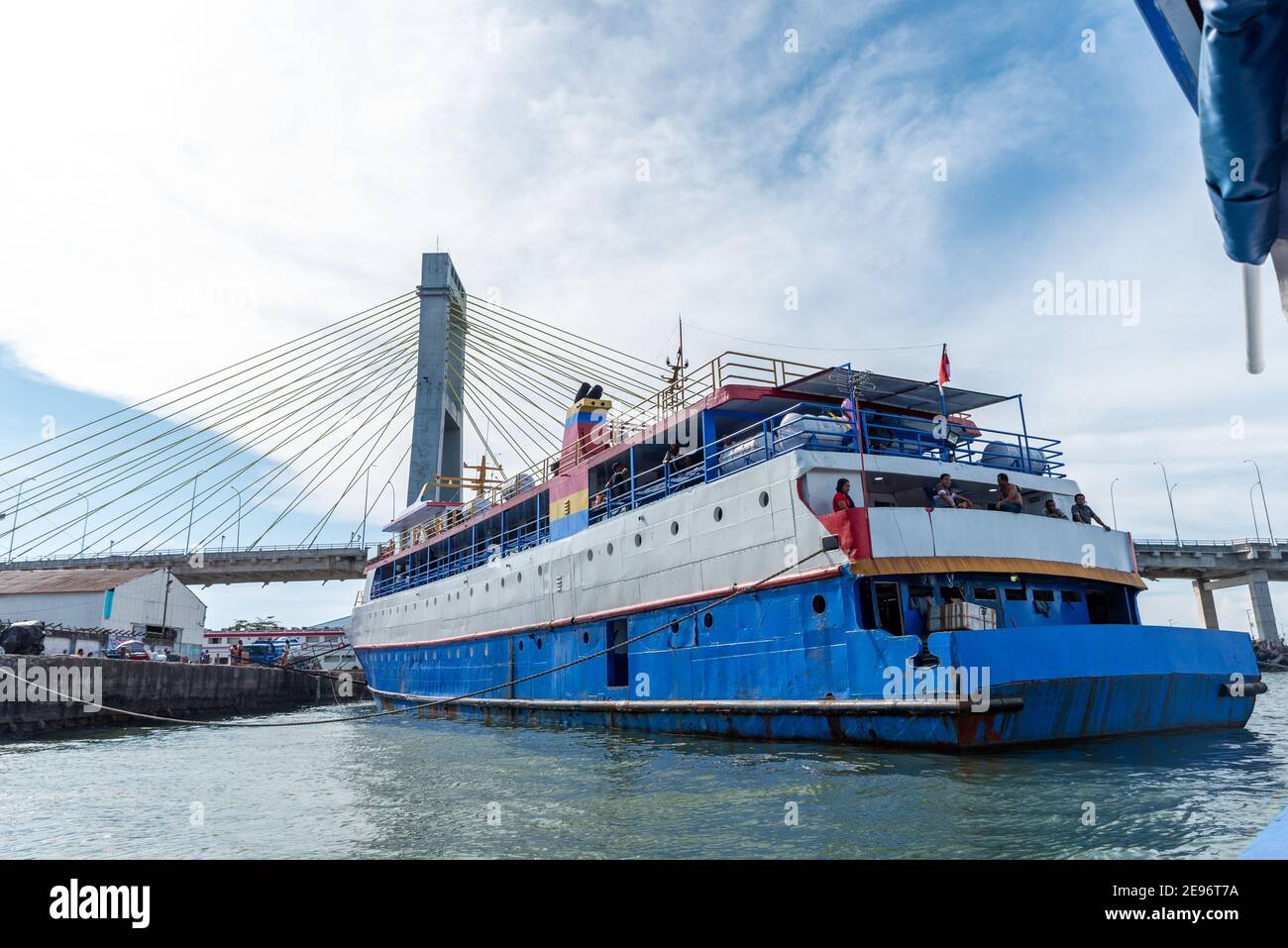 Manado City, Pier to Bunaken Islands, Soekarno Bridge and Manado Tua Island 2 batch Stock Photo