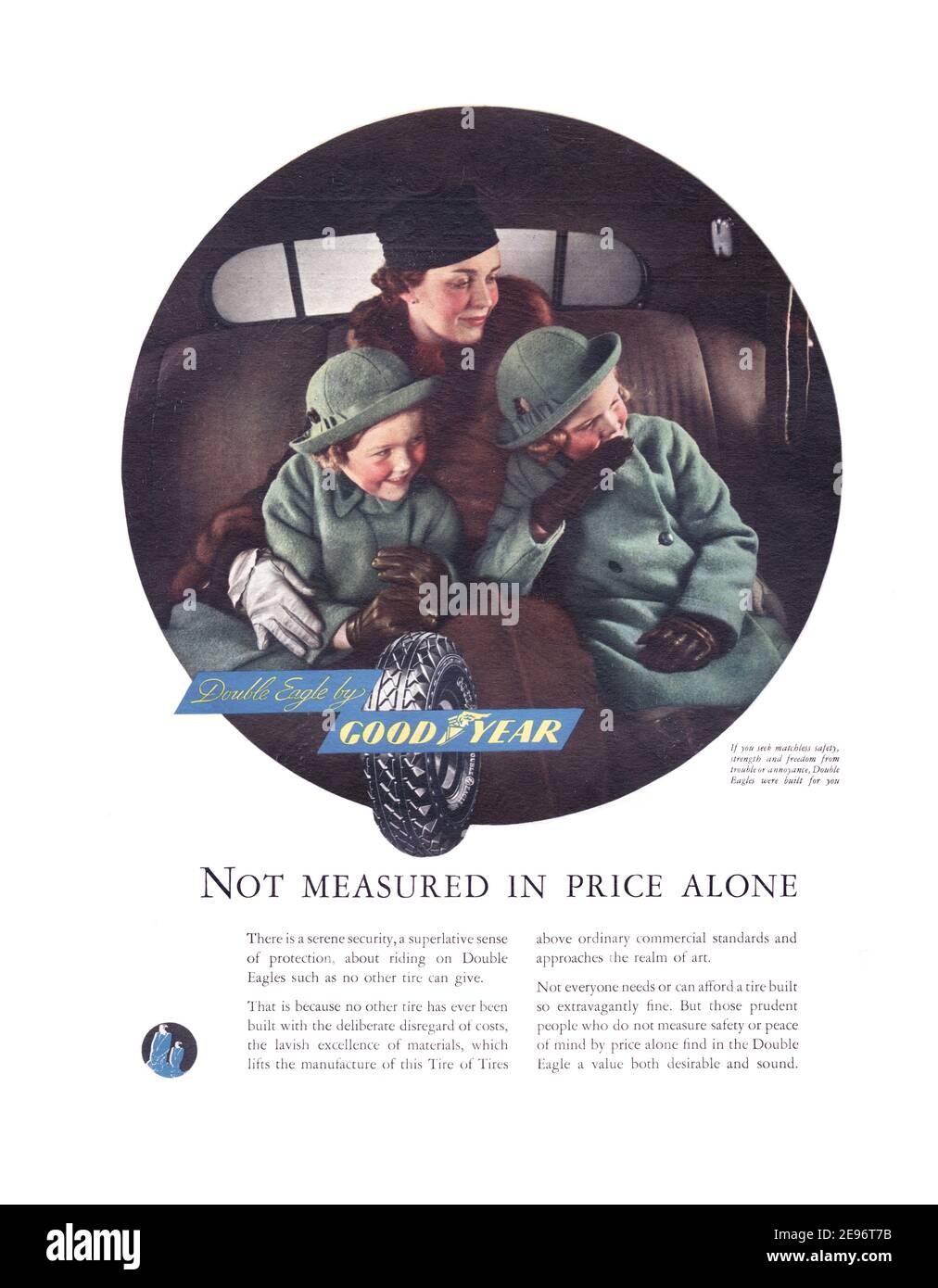 1935 GoodYear 'No measured in price alone' Tire Advertisement, retouched and revived, A3+, 600dpi Stock Photo