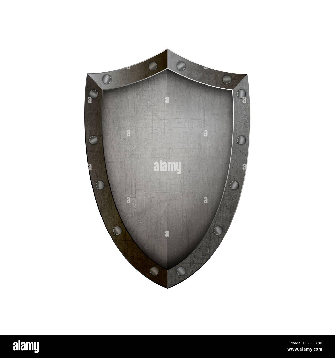 Medieval riveted shield. Isolated on white background Stock Photo Alamy