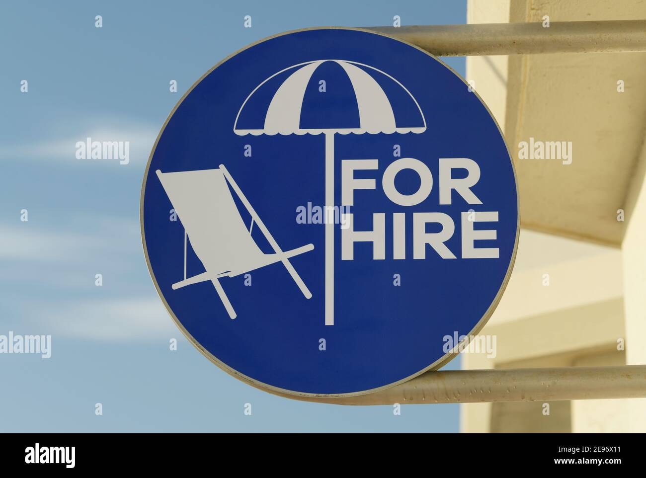 Sign, chair, umbrella, for hire, beach vacation, seaside holiday