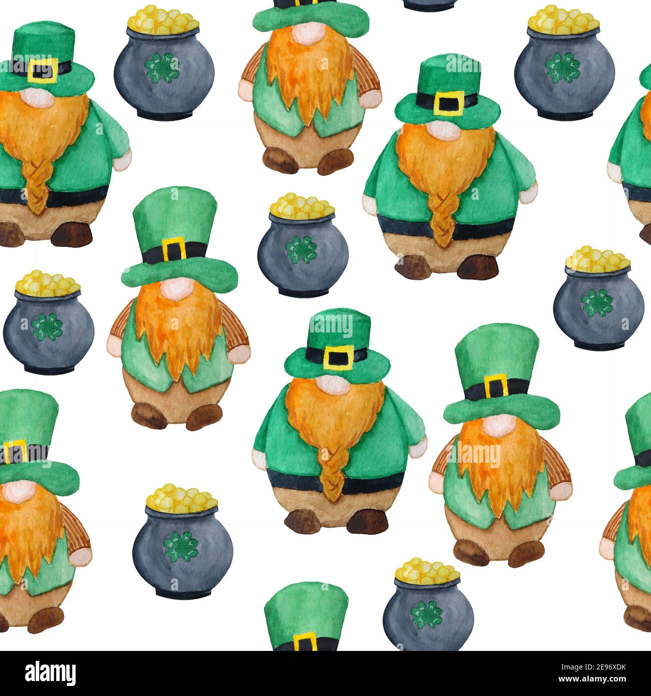 Seamless watercolor hand drawn pattern with St Patricks day parade ...