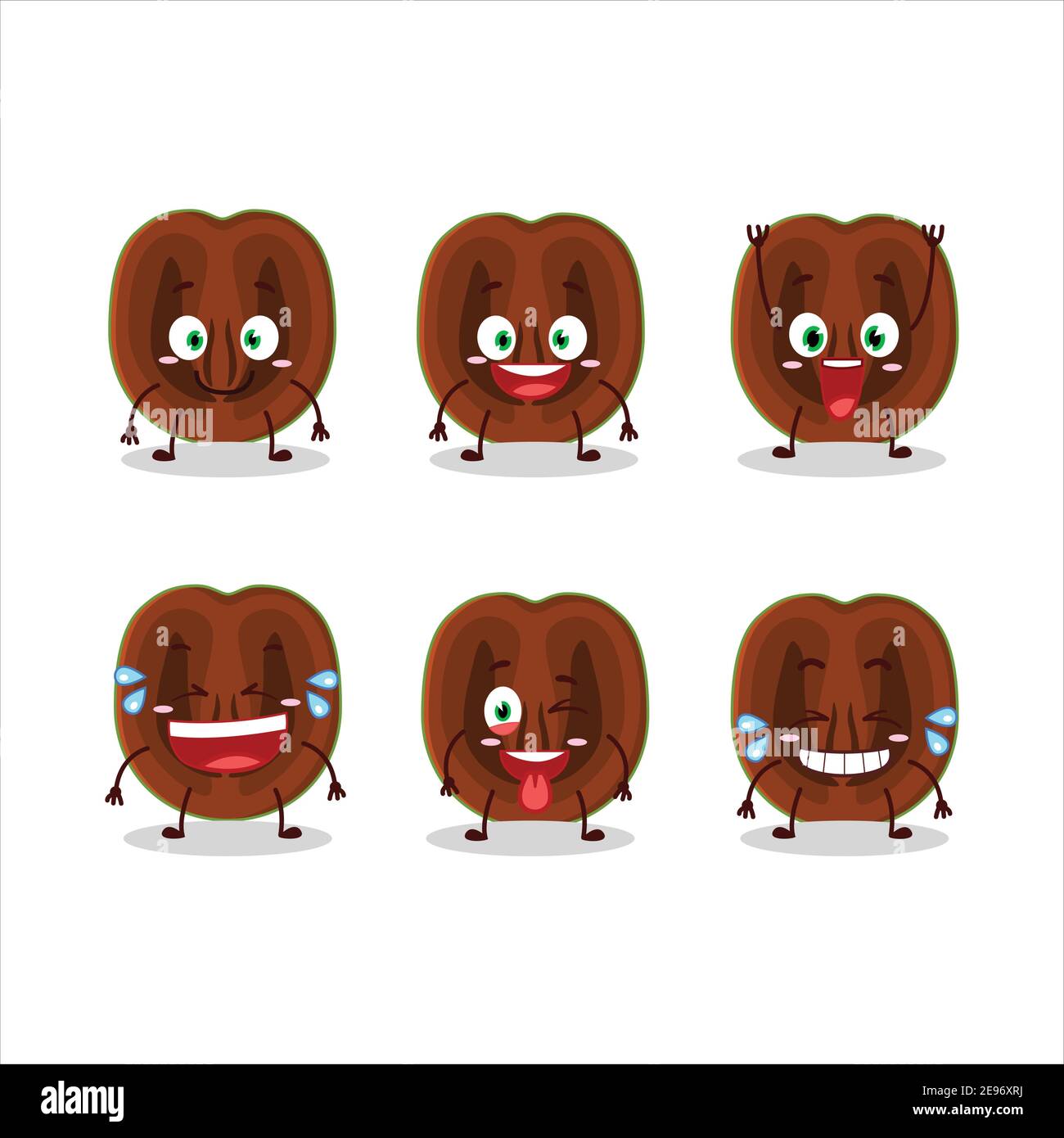 Cartoon character of slice of black sapote with smile expression. Vector illustration Stock Vector
